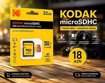 KODAK microSDHC yaddaş kartı – 32 GB - Model: KODAK microSDHC UHS‑I