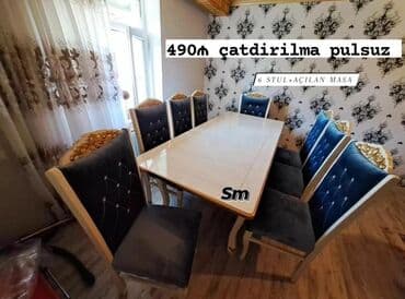 stol desdi: Masa desti 6-ədəd stul 1-ədəd masa qiymət:490azn Çatdırılma pulsuz — 1