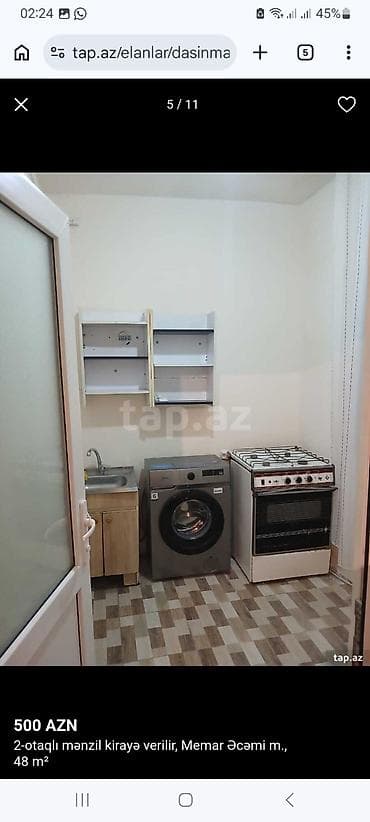 aaaf parkda kiraye evler: 2-otaqlı mənzil kirayə verilir – Memar Əcəmi metrosu, 48 m² - Ümumi — 7