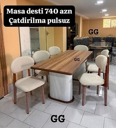 Qonaq otağı üçün, Yeni, Açılmayan, Dördbucaq masa, 6 stul — 1