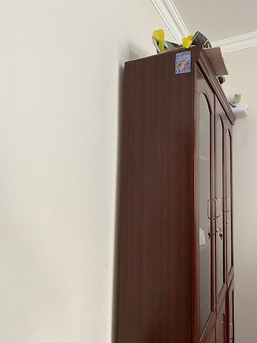 Книжные шкафы: Kitab vitrinli şkaf - Material: ağac teksturalı laminat/MDf, qəhvəyi — 2