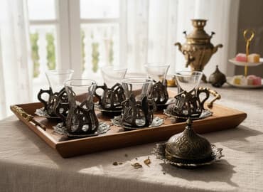 Süfrə qab-qacaqı: Çay dəsti, rəng - Ağ, Şüşə, 6 nəfərlik — 1