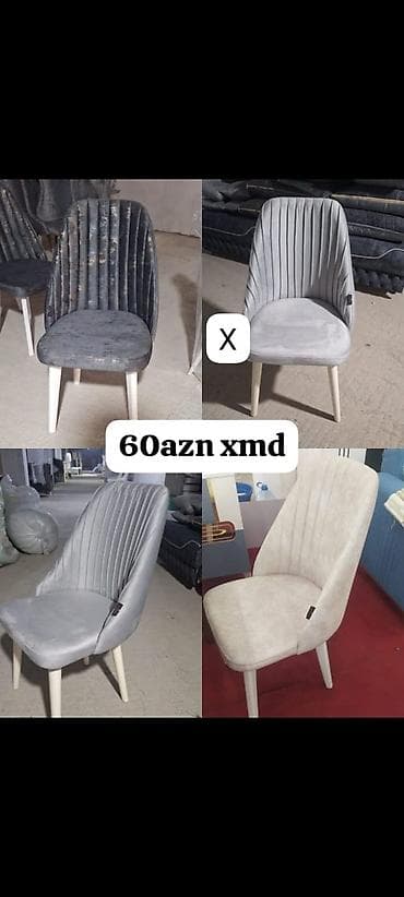 Mebel: Modern yumşaq oturacaqlı stullar - Dizayn: Şaquli tikişli, qövs — 1