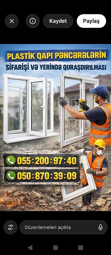 Plastik qapı və pəncərə xidmətləri – sifariş və yerində quraşdırılma