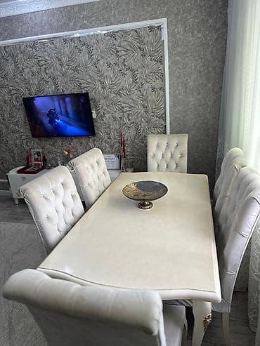 Qonaq otağı üçün, İşlənmiş, Dördbucaq masa, 6 stul