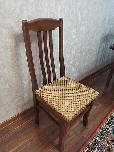 kohnə stul: Qonağ otağı üçün klassik masa və 6 ədəd stul dəsti. 2-Metir 90 Açılıb — 3