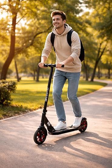 sukuturlar: Şəhər üçün yığcam skuter - Rəng: qara/gövdə, qırmızı detallı təkərlər — 2