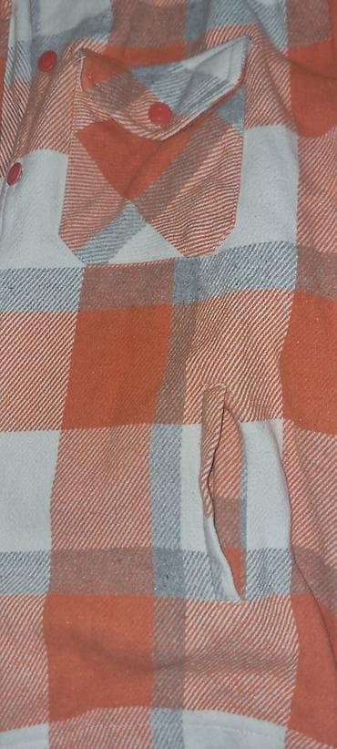 ucuz pandora: CREP flanel köynək/jaket - Rəng və naxış: narıncı-ağ-boz iri dama. - — 5