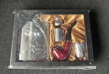 Hədiyyəlik viski/flask və siqaret/pipe dəsti Zərif hədiyyə qutusunda — 2