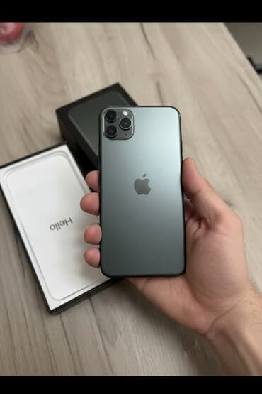 IPhone 11 Pro Max, Matte Midnight Green, Zəmanət, Simsiz şarj, Sənədlərlə