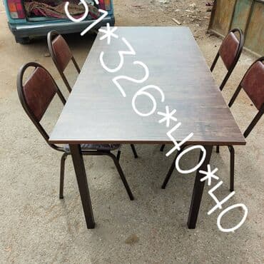 yazı masa: Qonaq otağı üçün, Yeni, Açılan, Dördbucaq masa, 4 stul — 19