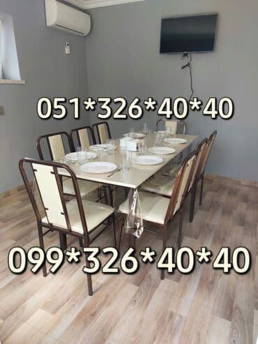 stol və stul dəstləri: Yeni, Dördbucaq masa, 6 stul, Açılmayan, Stullar ilə, Metal, Azərbaycan — 4