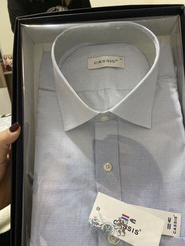 köynək: Мужская рубашка, M, цвет - Голубой — 1