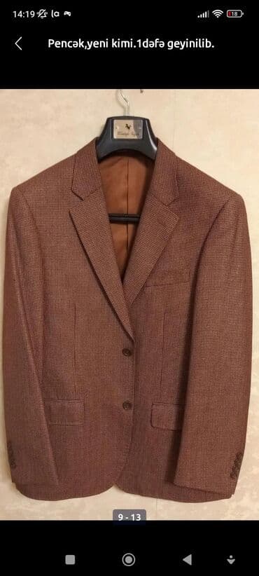 qara pencek: Mustafa Tayat brendinə məxsus, qəhvəyi rəngdə, damalı klassik kişi — 2