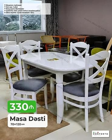 bal: Masa Dəsti – 70×120 sm - Komplekt: 1 ədəd masa + 4 ədəd stul - — 1