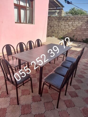 stul ev ucun: Qonaq otağı üçün, Yeni, Açılmayan, Dördbucaq masa, 8 stul — 4