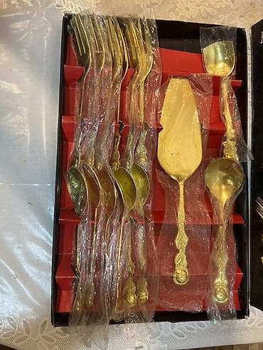 Столовые приборы: Qızılı rəngdə “Kaffeebesteck 15-tlg – Vergoldet” dəst Şık desert/kofe — 3