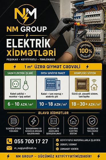 tavan ustası: NM GROUP – Elektrik Xidmətləri Peşəkar, keyfiyyətli və təhlükəsiz — 1