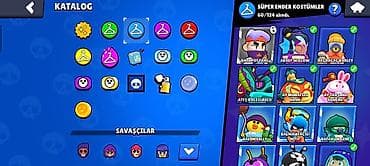 real gitara: Brawl Stars hesabı, içərisində 3 ədəd meka kostumu var,2019 un — 4