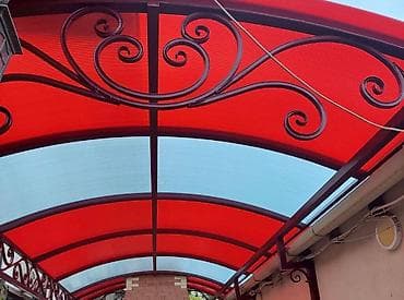 polikarbonat dam örtükləri: Metal konstruksiya ilə qapalı dayanacaq və həyət üçün naves/başlıq — 6