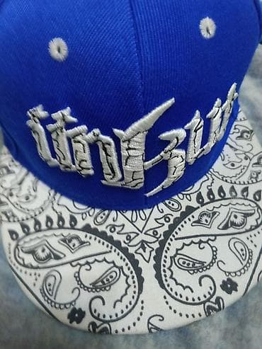 baş geyimi: Snapback beysbol papağı - Rəng: parlaq mavi üst hissə, ağ-qara — 3
