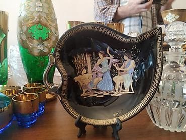 Qara keramika dekor qab – yunan üslublu - Material: yüksək parlaq