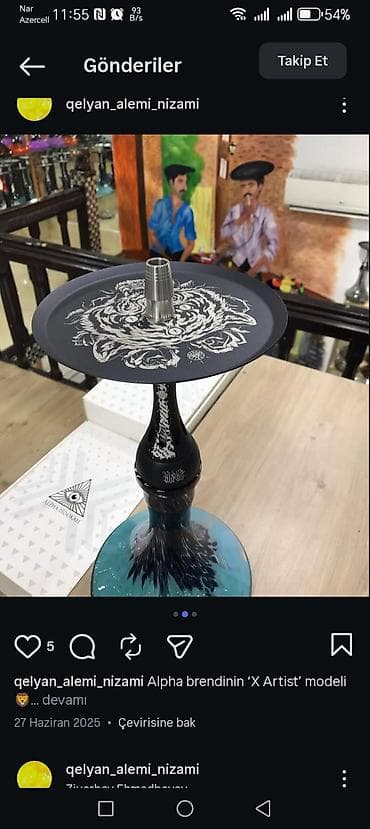 bas: Qəlyan – metal gövdəli, şüşə kolbalı tam dəst - Material: paslanmayan — 2