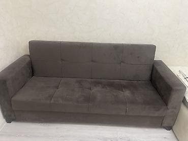 krep parca: Qəhvəyi rəngdə 3-yerlik divan - Minimalist dizayn, düz xətli — 2
