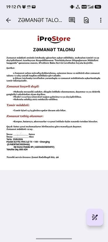 osmo kamera: Təzə gimbaldır 3 aydır almışam 9 ay qarantiyası var hələ cüzi endirim — 9