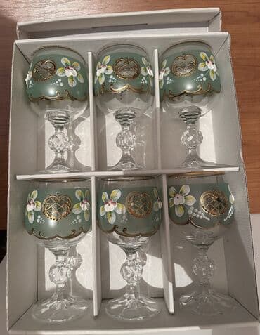 Qədəhlər, rəng - Yaşıl, Şüşə, 6 ədədli dəst
