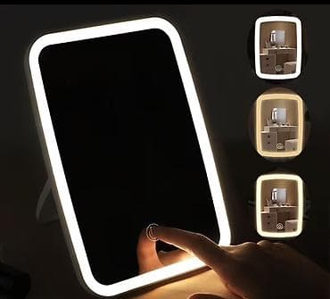 Vazalar: Güzgü Masaüstü, Düzbucaqlı, Makiyaj üçün, Arxa işıqlı — 1