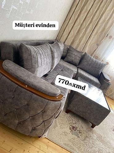 metbex künc divanları: Pramida Künc divan dəsti - L‑şəkilli, yumşaq oturacaqlı künc divan - — 2