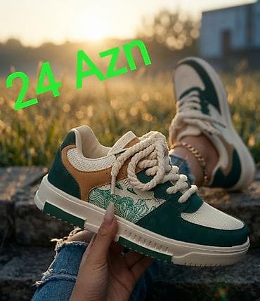 ayaqqabıları 38 r: Unisex idman ayaqqabısı - Rənglər: yaşıl, bej və karamel tonlarının — 1