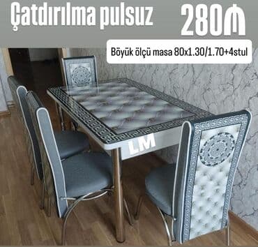 bağ üçün stol stul: Mətbəx üçün, Dördbucaq masa, 4 stul — 4