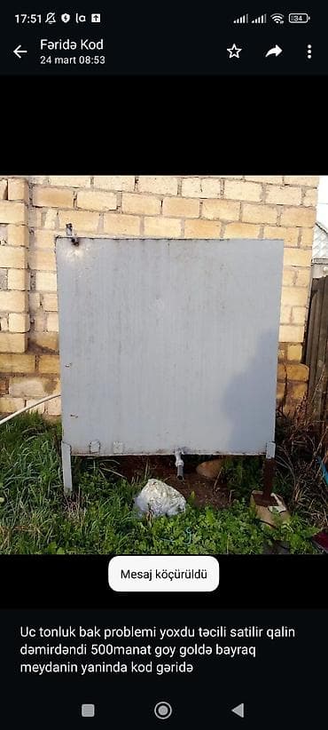Баки: Uc tonluk bak problemi yoxdu təcili satilir qalin dəmirdəndi 500manat — 1