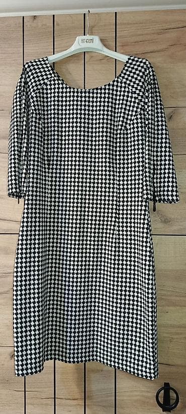 dress: Qara-ağ “houndstooth” (itburnu) naxışlı qadın donu ölcu-42 - Model — 2