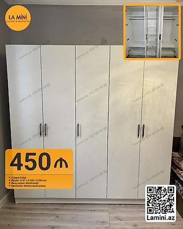 hamam dolapları: 5 qapı, Digər rəng, Açılan, Düz dolab — 1