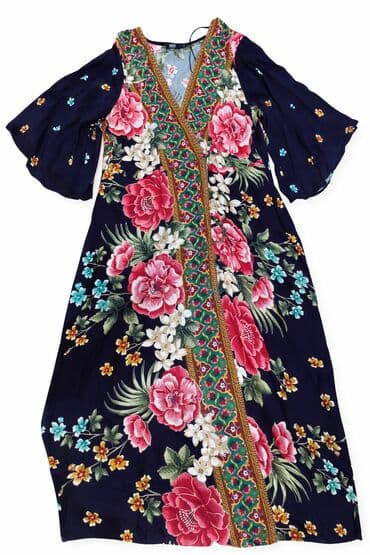 Нижнее белье: Çiçək naxışlı qadın donu - Rəng: Lacivərt fon üzərində iri — 1