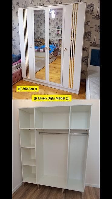 dolab dehliz: Yeni, 4 qapılı, Güzgülü, Ağ, Digər material, Açılan, Düz dolab — 1