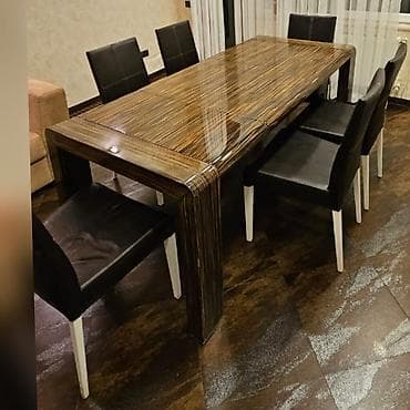 Для гостиной, Б/у, Квадратный стол, 6 стульев
