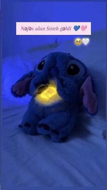 əsgər oyuncaqları: Nəfəs alan işıqlı Stitch plyuş oyuncaq - Yumşaq, tüklü mavi Stitch — 3