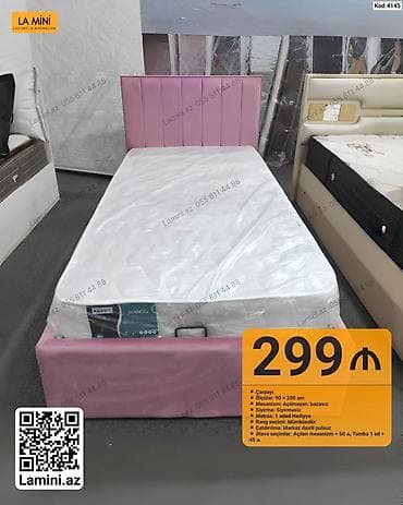 Məhsul: Tək nəfərlik çarpayı + matras Xüsusiyyətlər: - Ölçü: 90 × 200