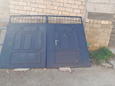 Dəmir Həyət darvazası, Yana açılan, Mexaniki, Qapı ilə, rəng - Qara