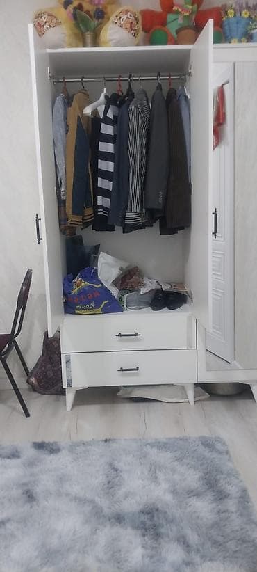 Yeni, 3 qapılı, Ağ, Digər material, Açılan, Düz dolab
