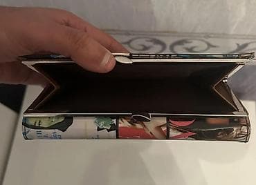 Сумки: Qadın Rəngarəng, jurnal-kollaj printli qadın pulqabısı satılır. - Üst — 3