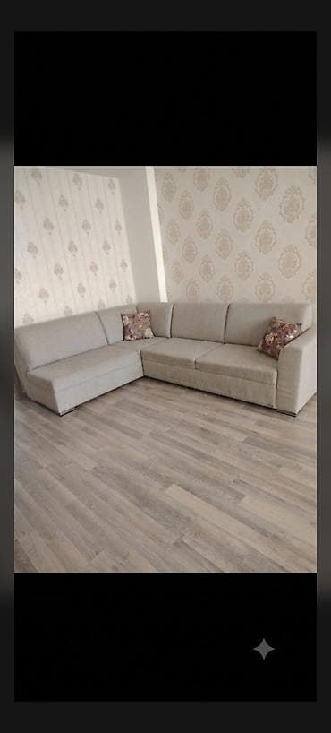 Künc divanı – geniş L formalı model - Rəng: açıq boz, neytral ton