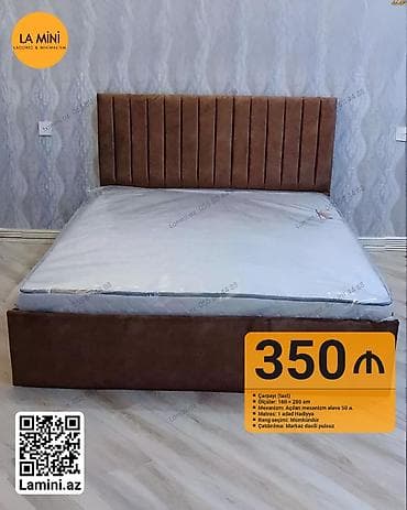 carpayı matras: İkinəfərlik çarpayı, Bazalı, Matras ilə, Siyirməsiz — 1