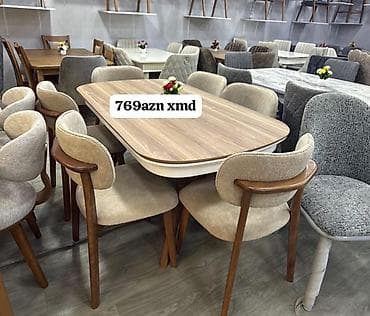 Mətbəx üçün, Oval masa, 6 stul