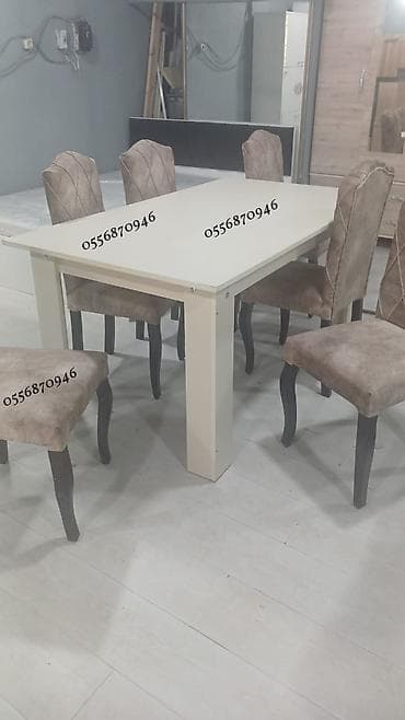 taxta ref: Qonaq otağı üçün, Yeni, Açılmayan, Dördbucaq masa, 6 stul — 4