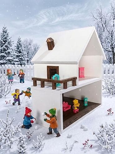 mebel kredit: Taxta Kukla Evi – iki mərtəbəli, açıq planlı oyun evi - Material — 3